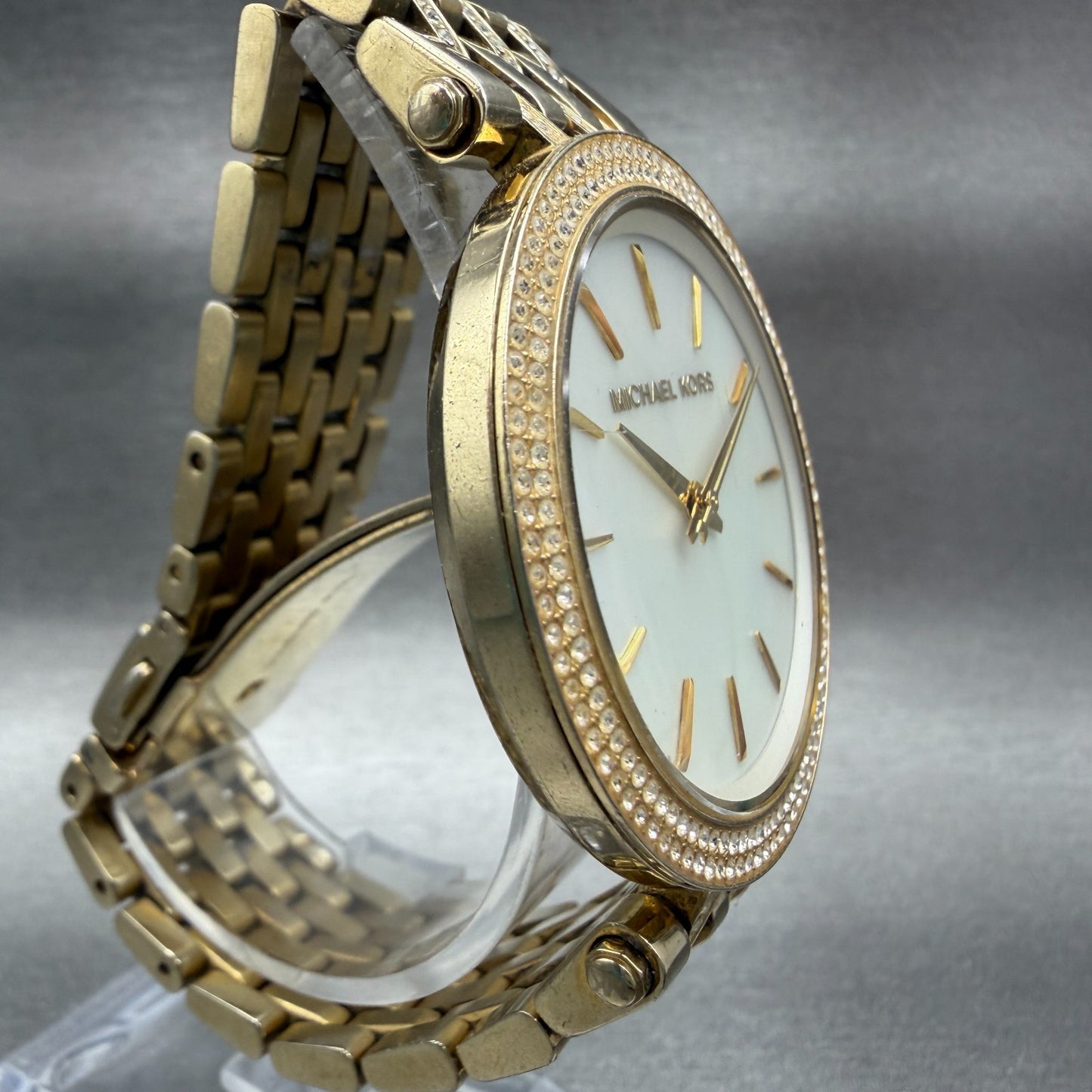 Michael Kors Darci Watch Women 39mm MOP Dial Gold Tone Round MK3219 New Battery3