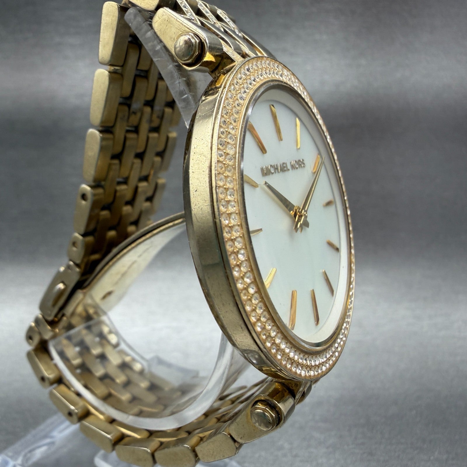 Michael Kors Darci Watch Women 39mm MOP Dial Gold Tone Round MK3219 New Battery3