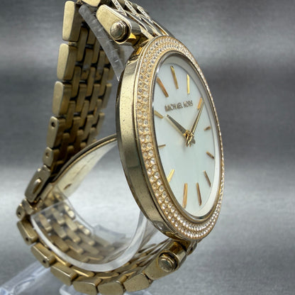 Michael Kors Darci Watch Women 39mm MOP Dial Gold Tone Round MK3219 New Battery3