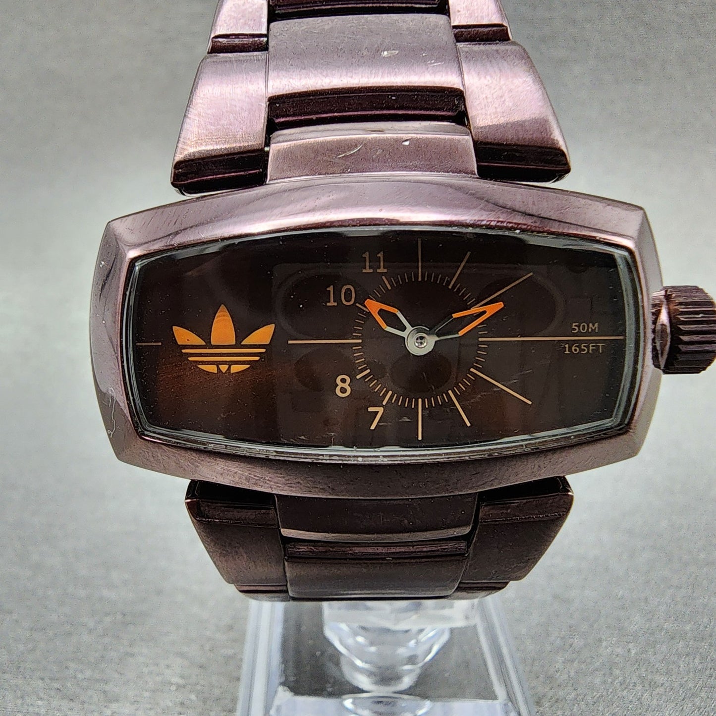 Adidas Watch Women 41mm Orange Dial  Purple Tone Rectangle ADH1630 New Battery1
