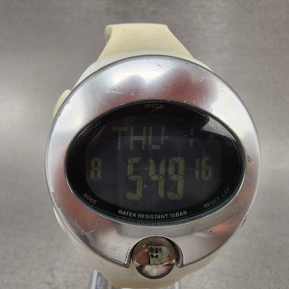 Seiko Wired Spoon Watch Women 38mm Digital LCD White Tone Alarm Chrono New Batt1