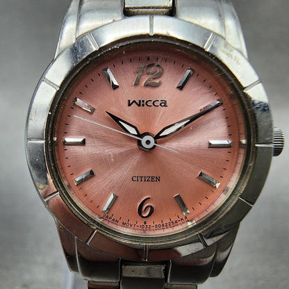 Citizen Wicca Watch Women 24mm Pink Dial Silver Tone 1032S004951 New Battery1