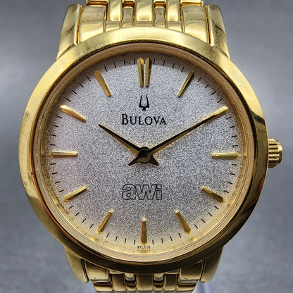 Bulova Watch Women 27mm Silver Dial Gold Tone Round 97L116 New Battery1