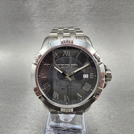 Raymond Weil Tango Watch Men 41mm Gray Dial Stainless Steel Date Round 81600