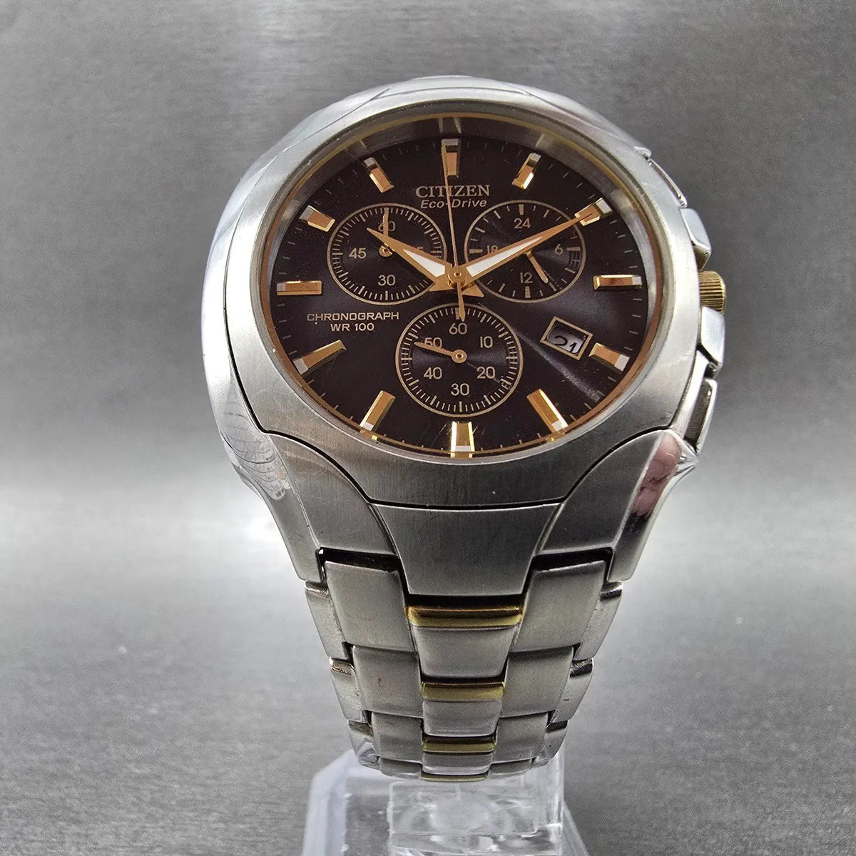 Citizen Eco-Drive Chronograph Watch Men 41mm Black Dial Two Tone H500-S0634185