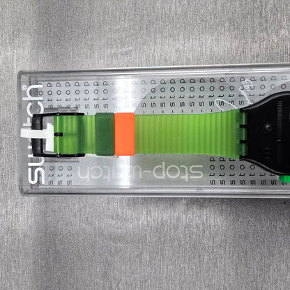 Swatch Stop-Watch Jess'Rush Watch Men 34mm Black Dial SSB100 New Battery NOS8