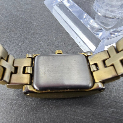 Citizen Eco-Drive Tank Watch Women 15mm White Dial Gold Tone Crystal Bezel Runs9