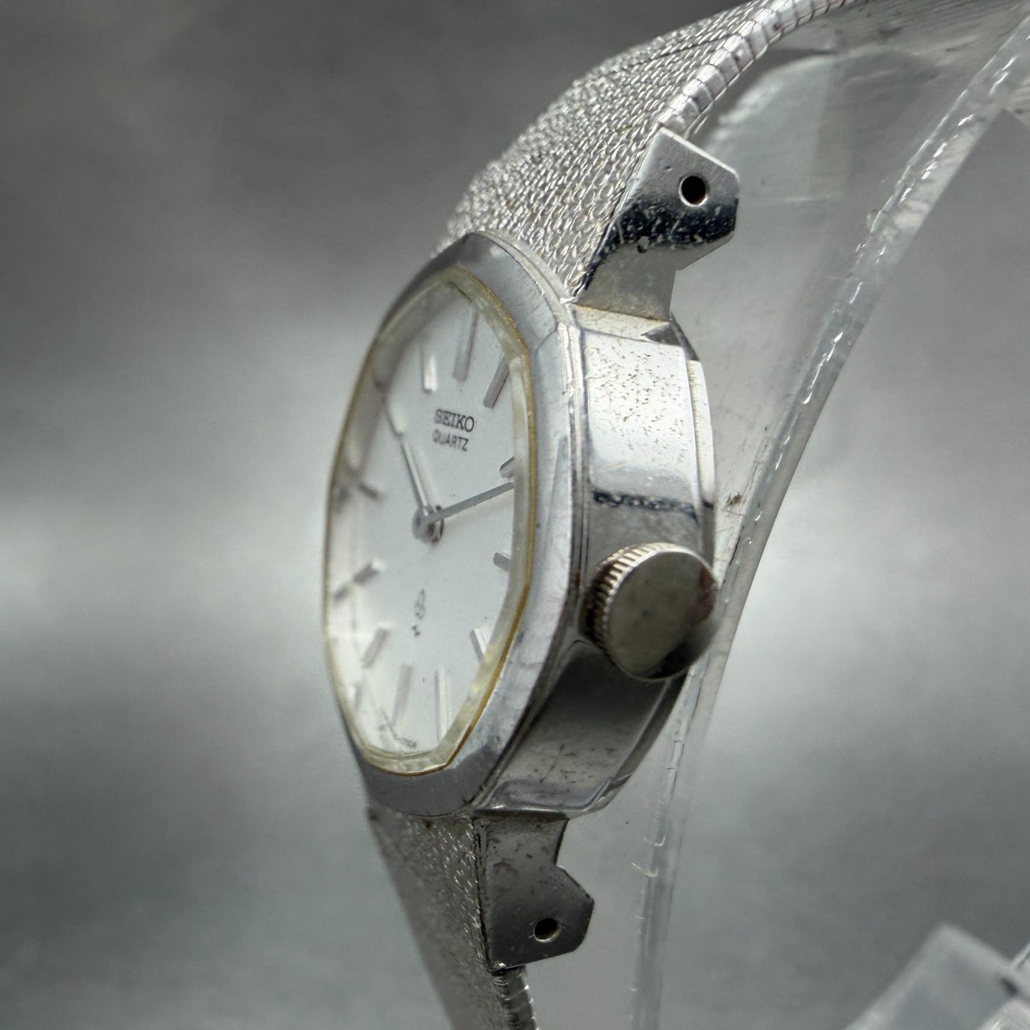 Seiko Watch Women 22mm Silver Dial Silver Tone Octagon 16-5890 New Battery VTG2