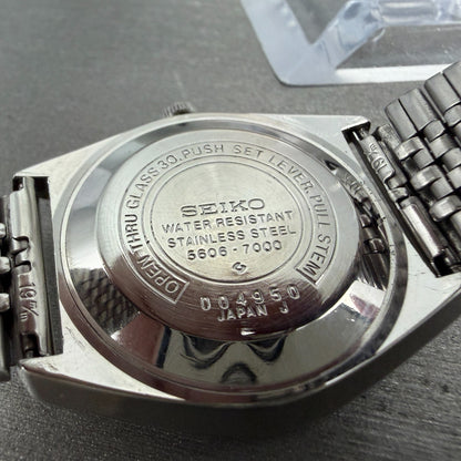 Seiko Lord Matic Watch Men 35mm White Dial Silver Daydate 5606-7000 READ!!! Runs9