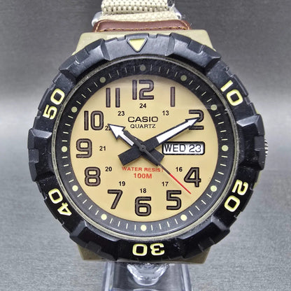 Casio Dive Watch Men 50mm Tan Dial Black & Tan Tone Round MRW-210H New Battery0