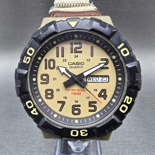 Casio Dive Watch Men 50mm Tan Dial Black & Tan Tone Round MRW-210H New Battery0