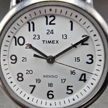Timex Weekender Watch Men 38mm White Dial Silver Tone TW2R10400 New Battery Blue1
