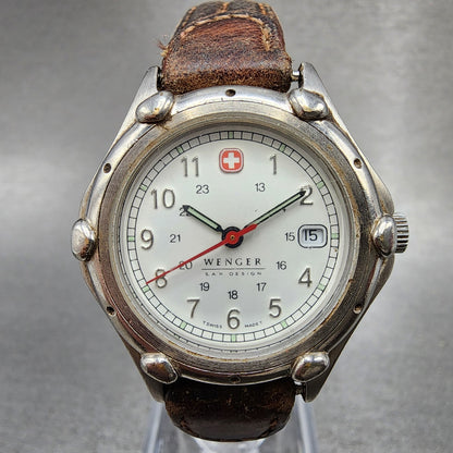 Wenger SAK Design Watch Women 29mm White Dial Silver Tone Date Round New Batt B10