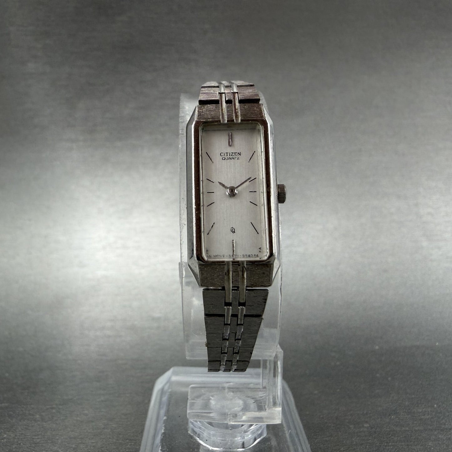 Citizen CQ Tank Watch Women 13mm Silver Dial Silver Tone Rectangle New BatteryAb5