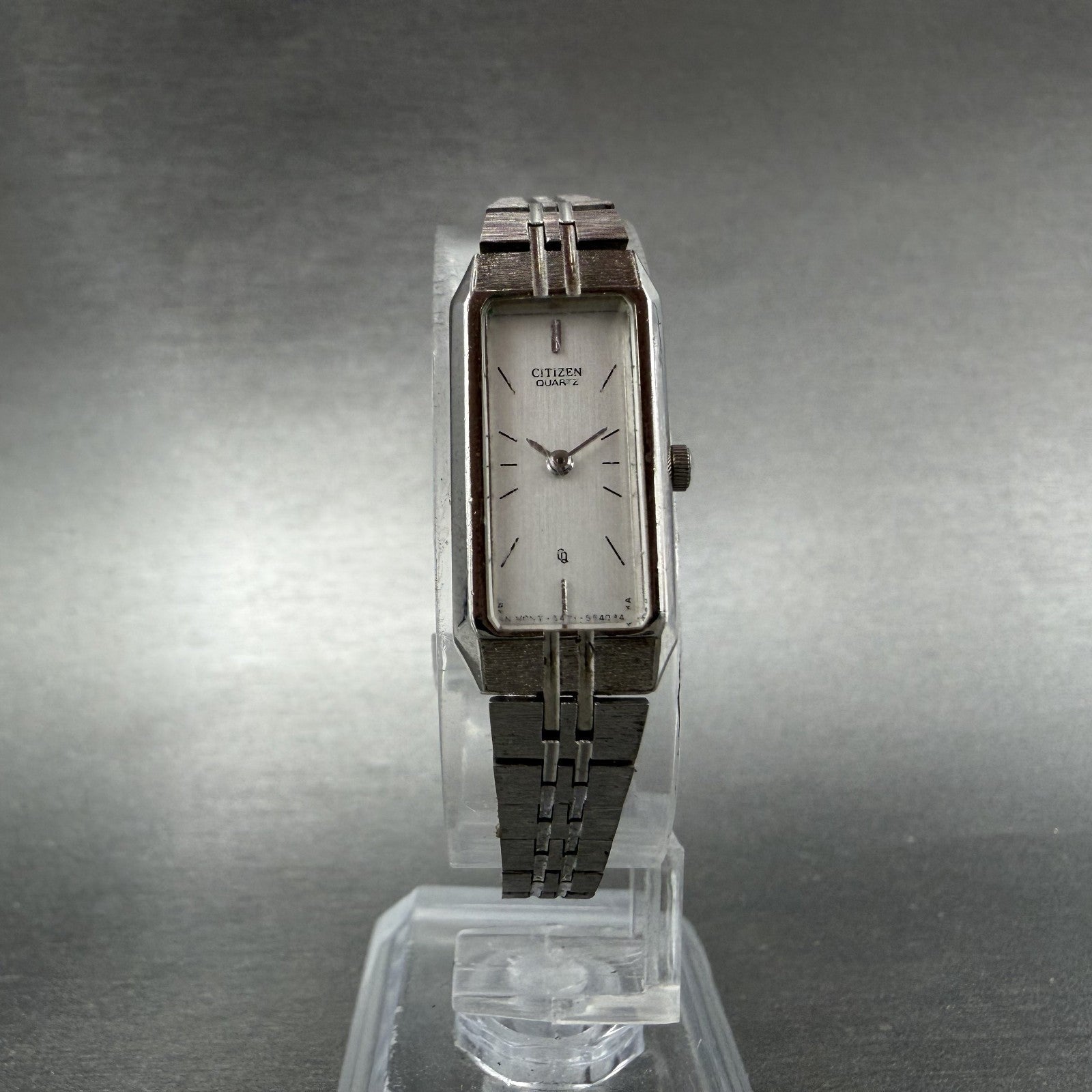 Citizen CQ Tank Watch Women 13mm Silver Dial Silver Tone Rectangle New BatteryAb5