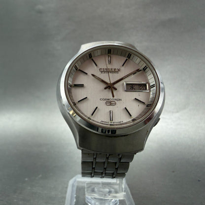 Citizen Electronic Cosmotron Watch Men 38mm Silver Dal Steel Daydate New Battery5