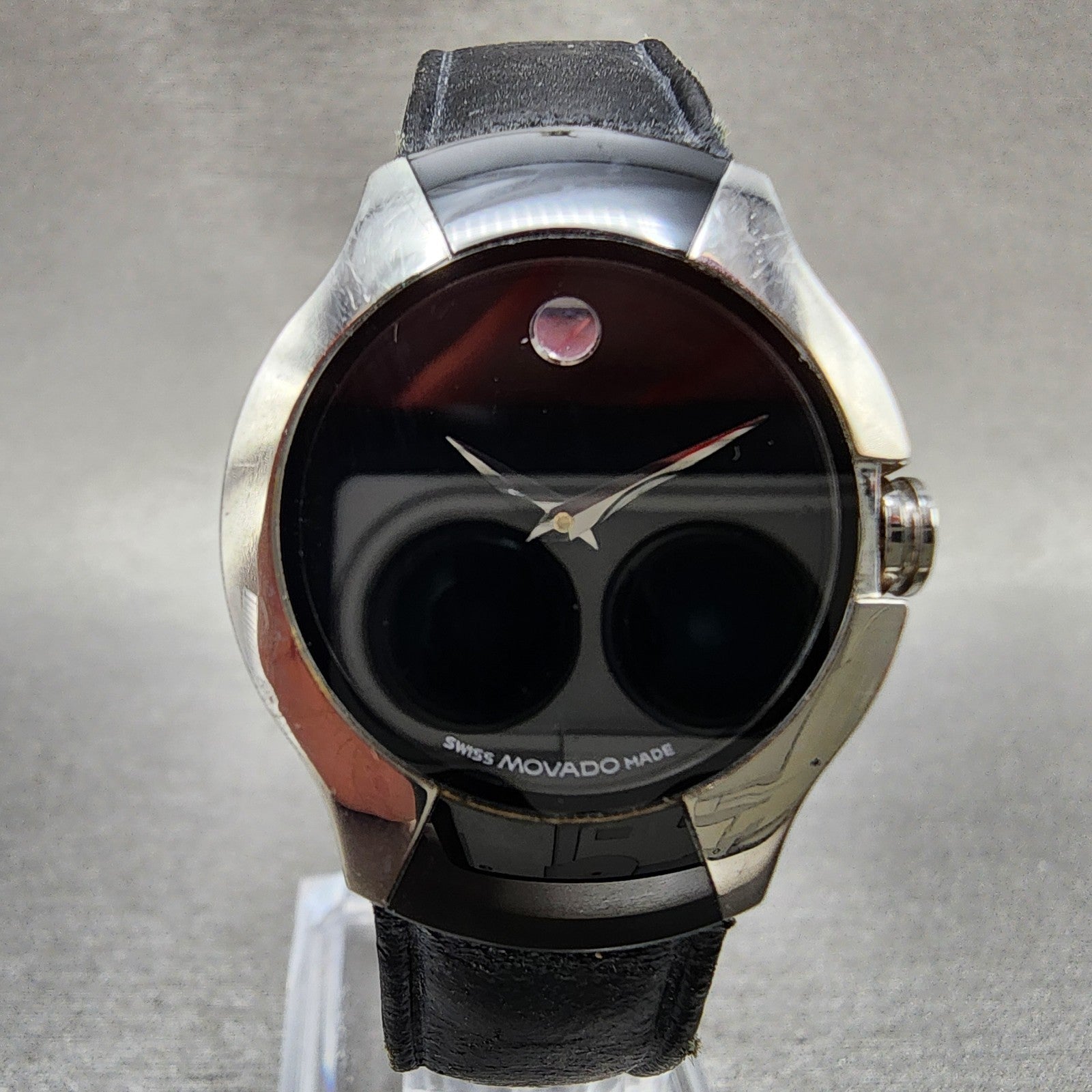 Movado Allia Watch Women 26mm Black Dial Silver Tone Round 0604461 New Batt1