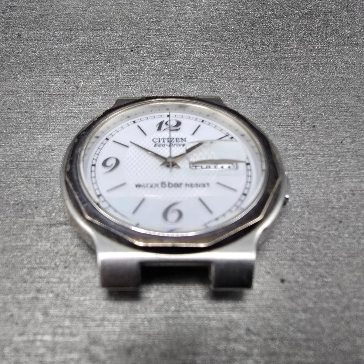 Citizen Eco-Drive Watch Men 36mm White Dial Steel Daydate E100-K003334 PARTS JP2