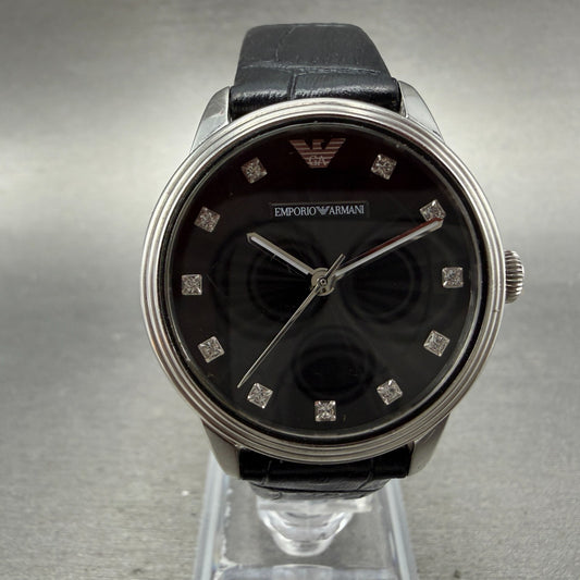 Emporio Armani Dino Watch Women 33mm Black Dial Steel Round AR-1618 New battery0