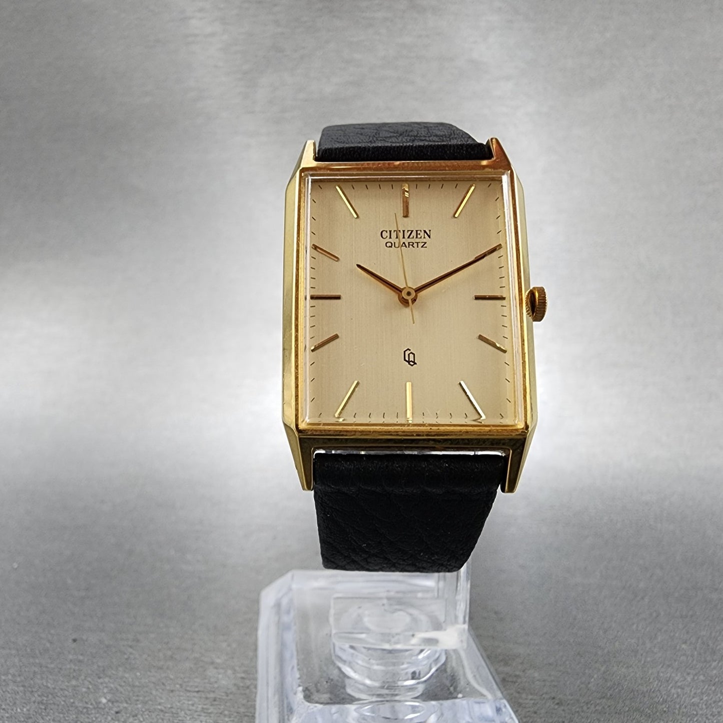 Citizen CQ Tank Watch Women Men 25mm Gold Dial Gold Tone Rectangle New Battery5