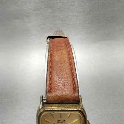 Citizen CQ Tank Watch Women 20mm Champagne Dial Gold Tone 3220320697 NewBattery4