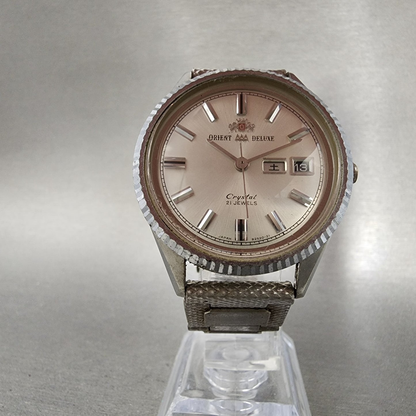 Orient AAA Deluxe Crystal Watch Men 36mm White Dial Silver Daydate READ!!!! Runs5