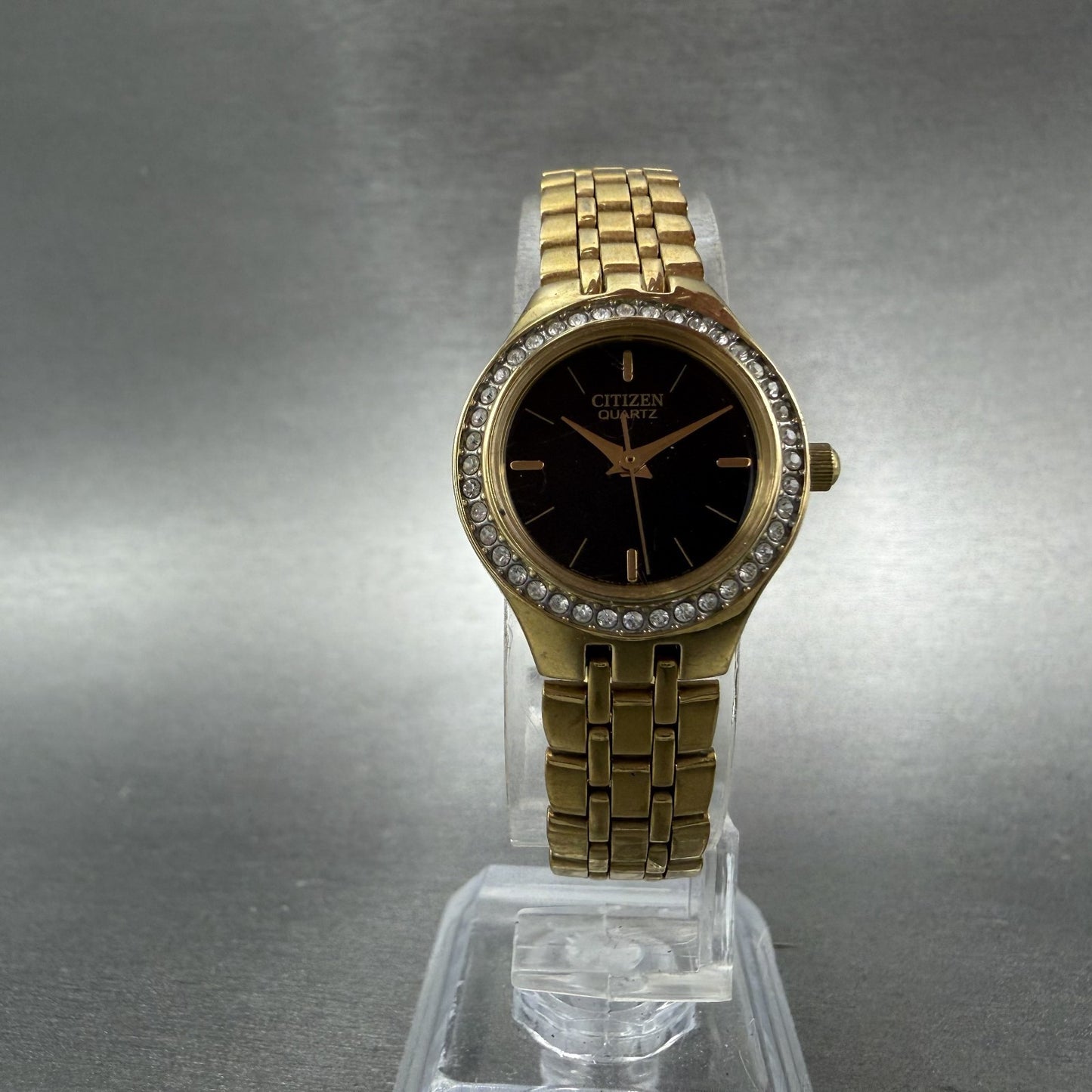Citizen Watch Women 21mm Black Dial Gold Tone Round 5930-S067162 New Battery5