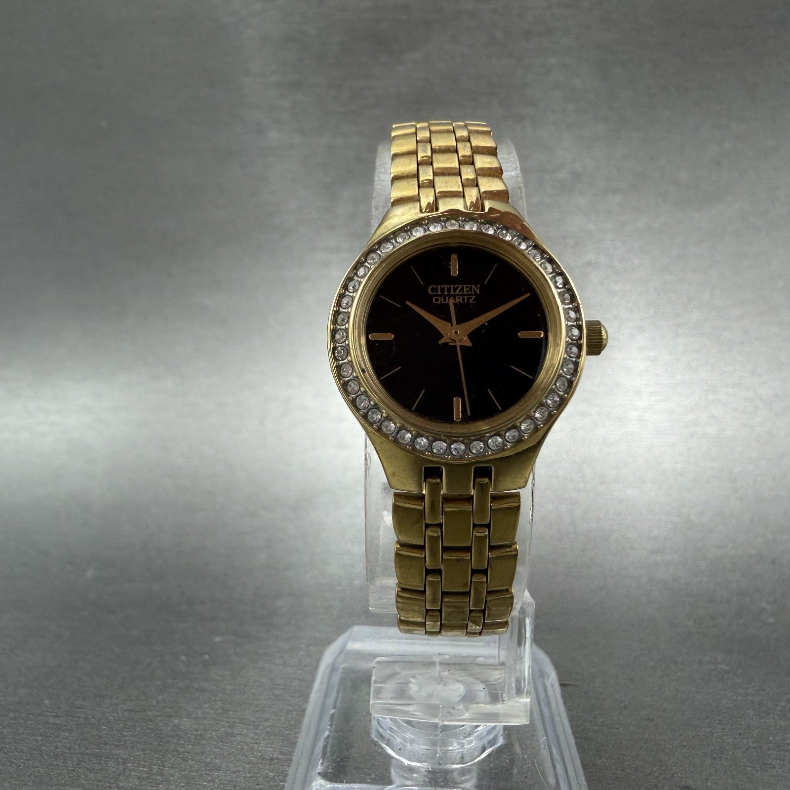 Citizen Watch Women 21mm Black Dial Gold Tone Round 5930-S067162 New Battery5