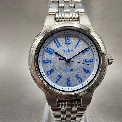 Seiko ALBA Solar Watch Women 27mm Silver Dial Silver Tone Round V1810AL0 Runs0