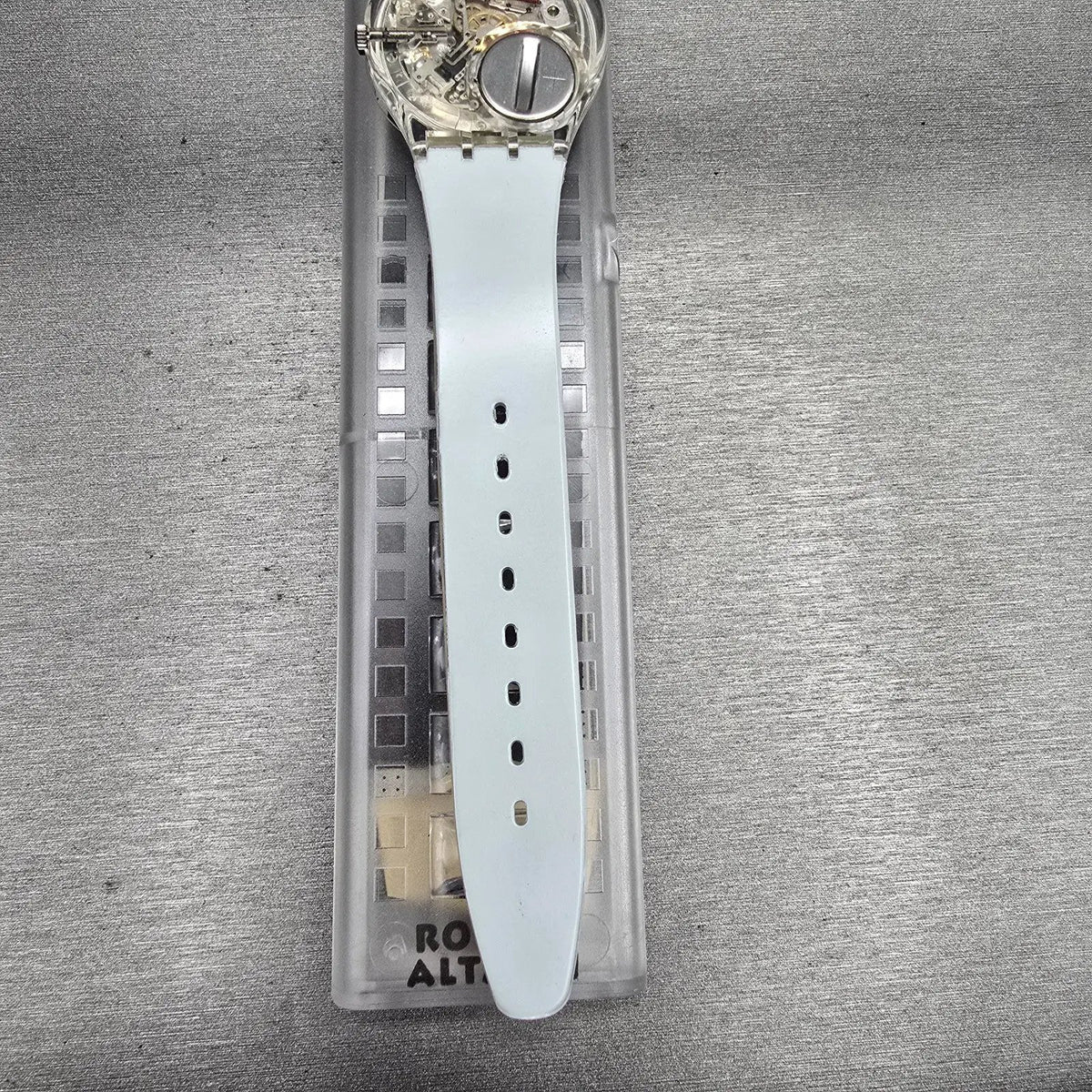 Swatch Time to Reflect Watch Men 34mm Silver Dial Clear Case GZ143 New Batt NOS010
