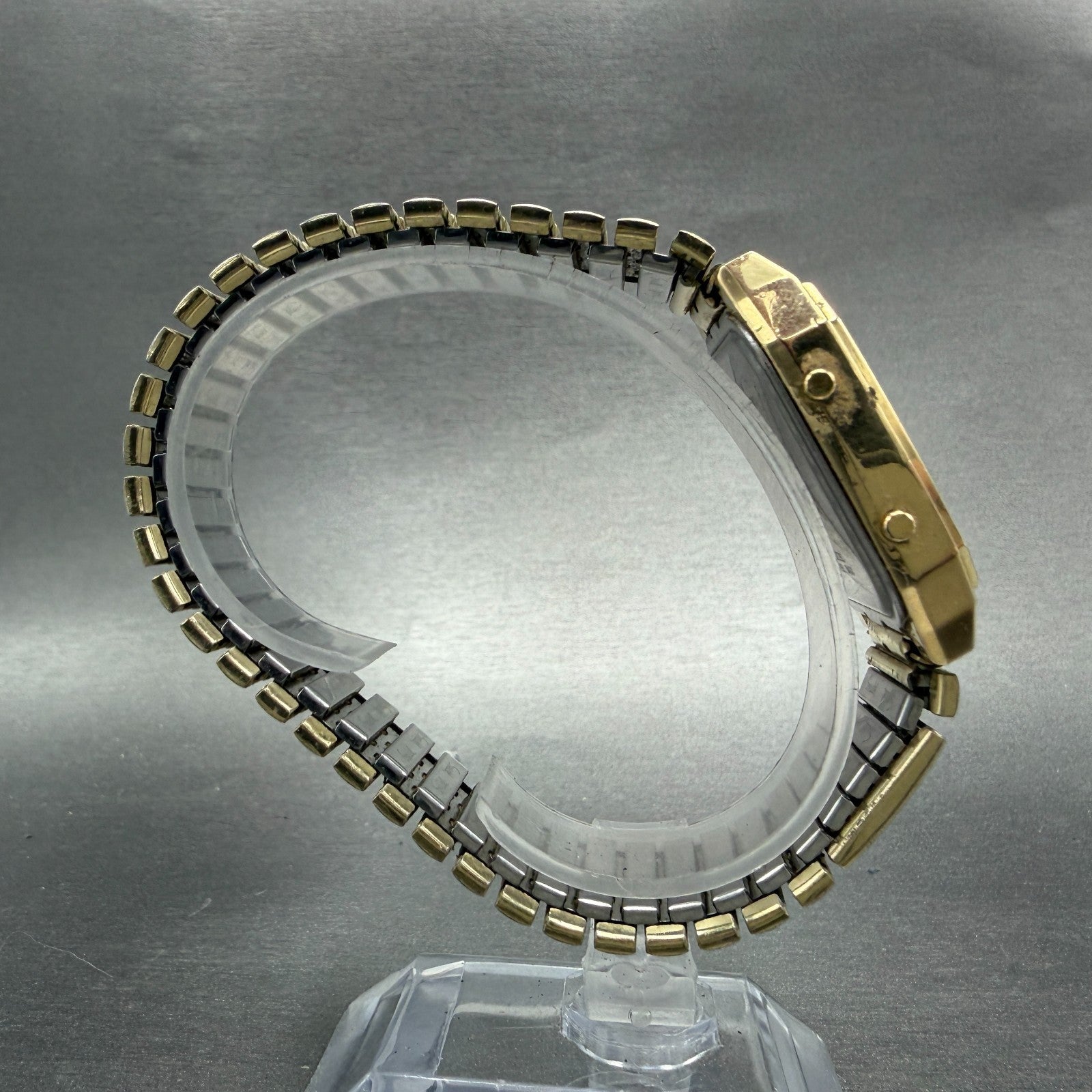 Bulova Analog Digital Watch Men 32mm Cha mange Dial Gold Tone T1 PARTS9