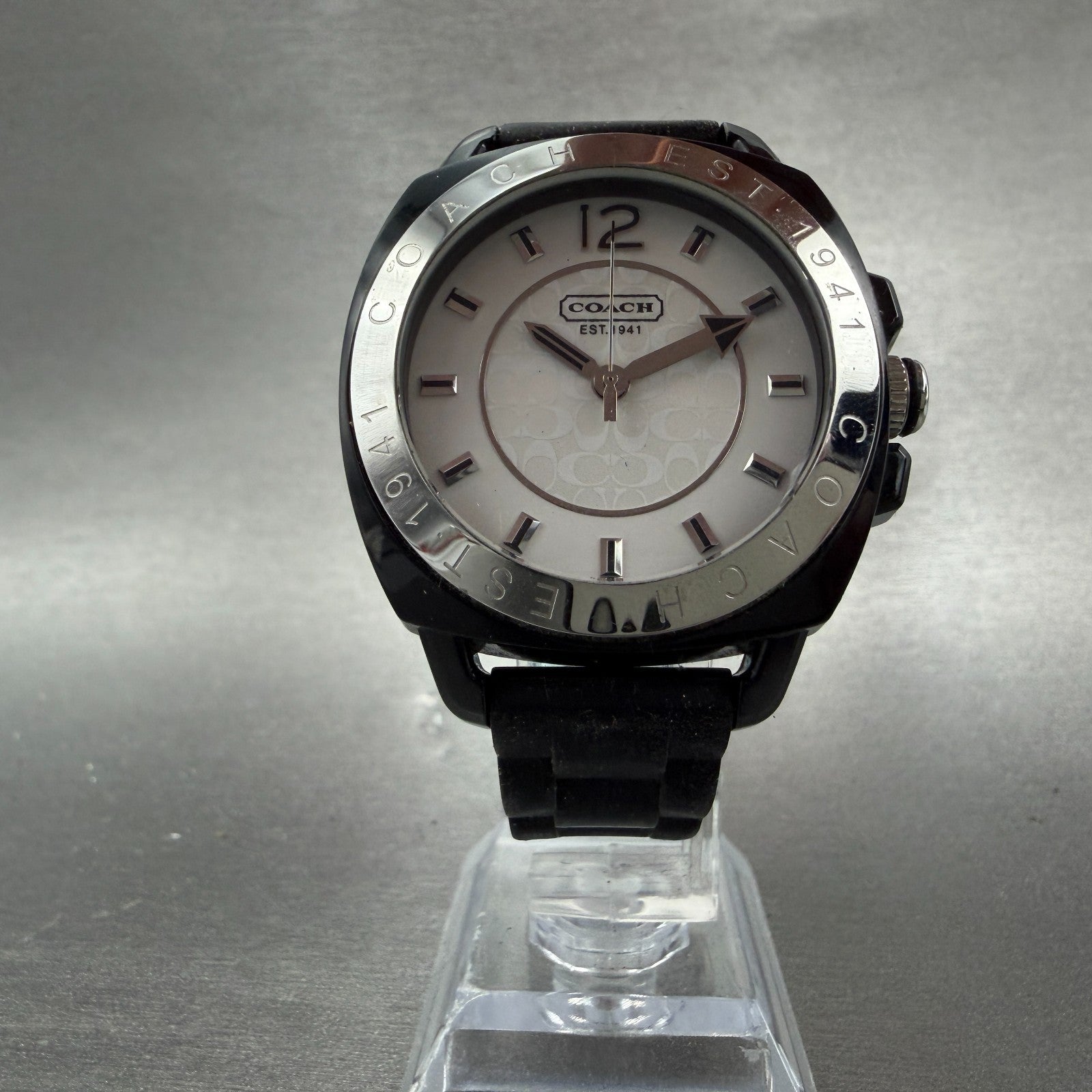 Coach Boyfriend Watch Women 39mm White Dial Black Tone Round New Battery5