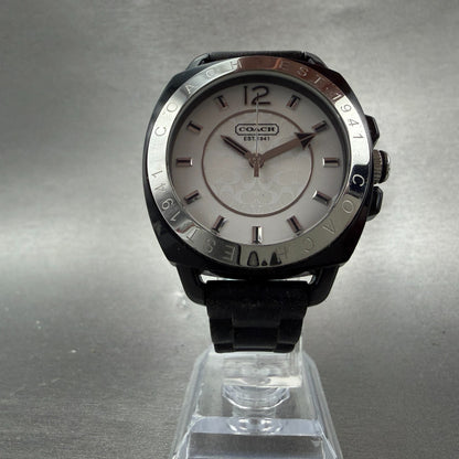 Coach Boyfriend Watch Women 39mm White Dial Black Tone Round New Battery5