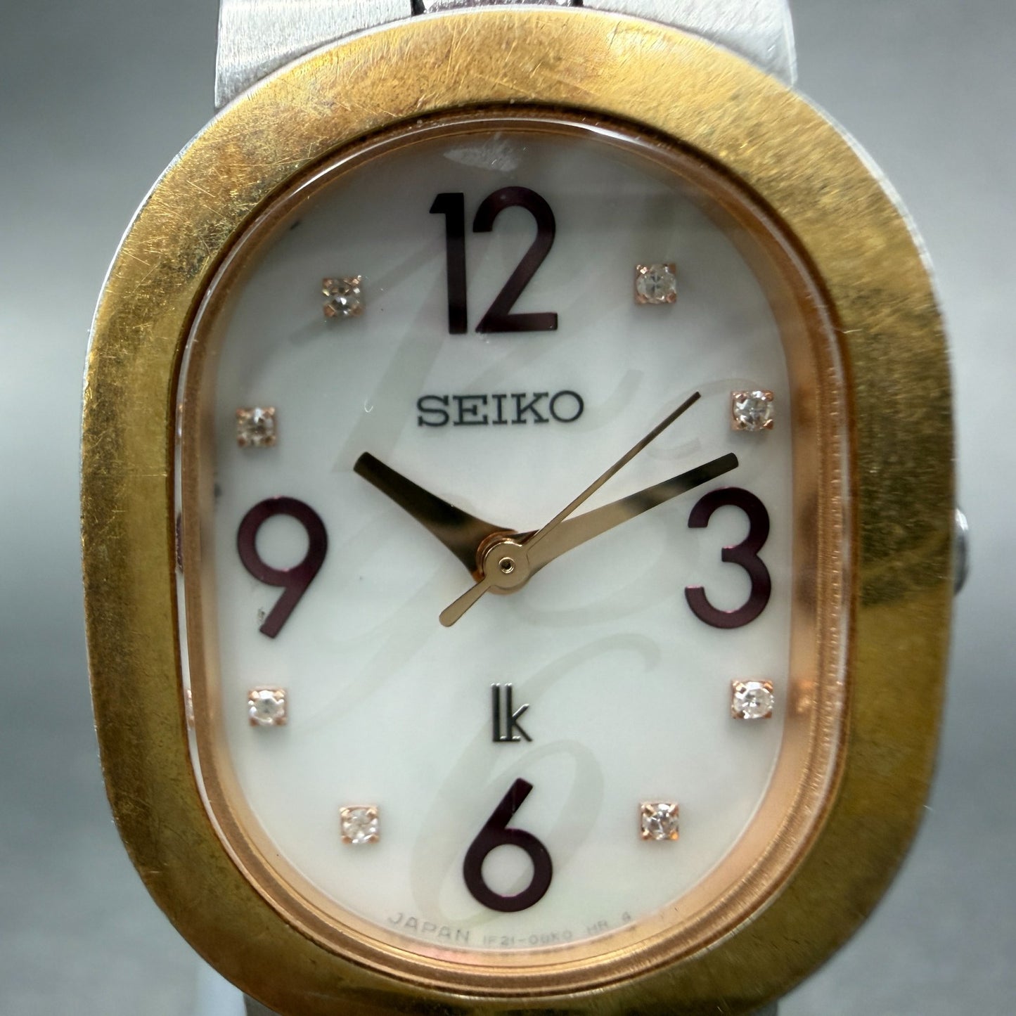 Seiko Lukia Watch Women 21mm MOP Dial Two Tone Oval 1F21-0AZ0 New Battery1