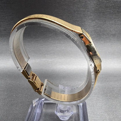 Seiko Watch Women 19mm Gold Dial Gold Tone Round 1400-0079 New Battery Vintage o8