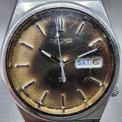 Seiko Silverwave 36mm watch Men Cream Dial Silver Tone Daydate 7546-8340 New Bat