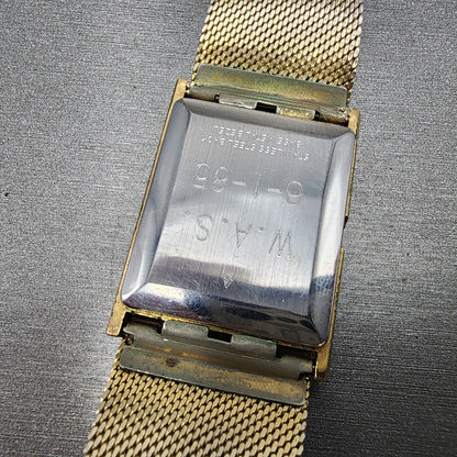 Wittnauer Tank Watch Men 26mm Gold Dial Gold Tone Rectangle PARTS8