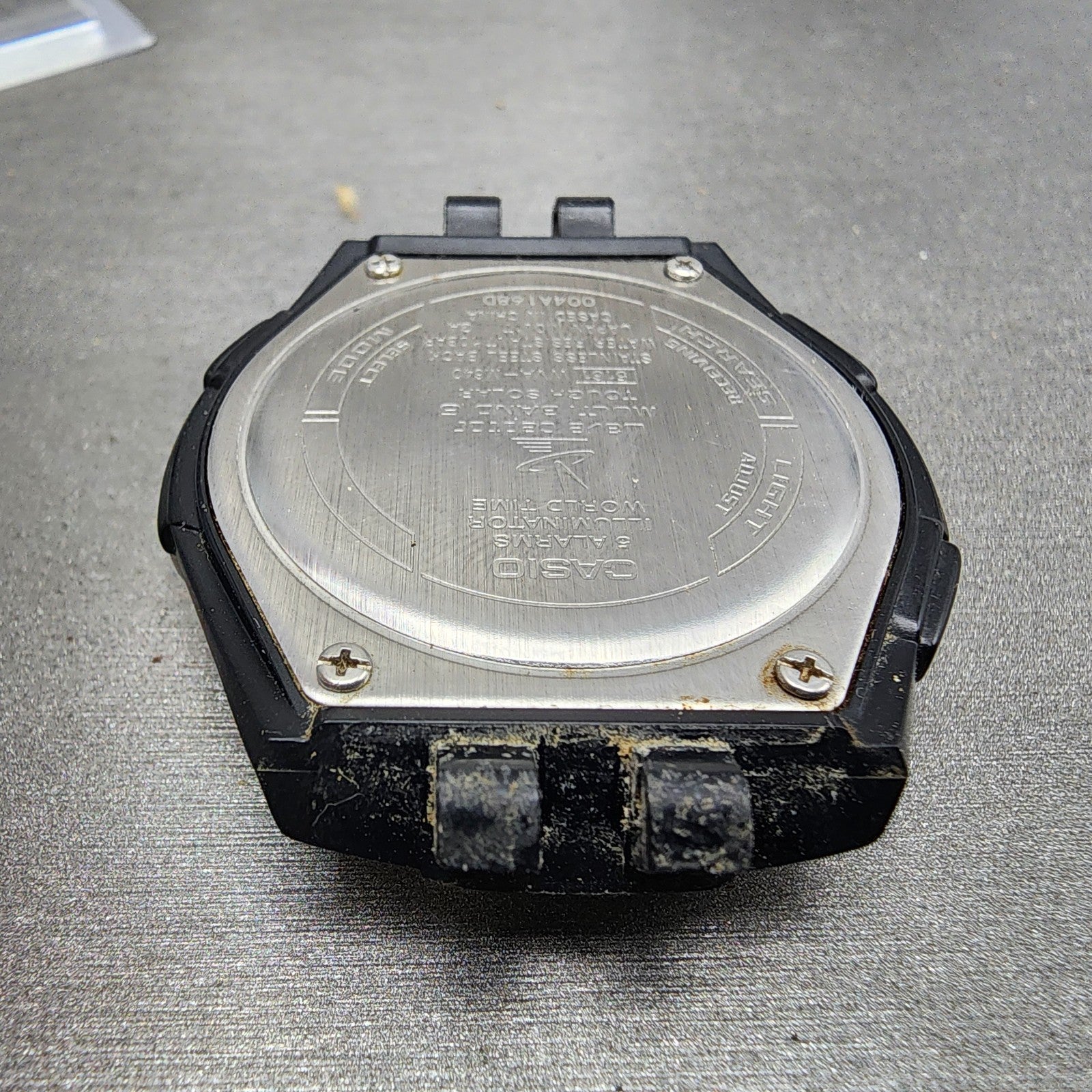 Casio Wave Ceptor Watch Men 43mm White Dial Steel Solar Analog Digital Works ABC9