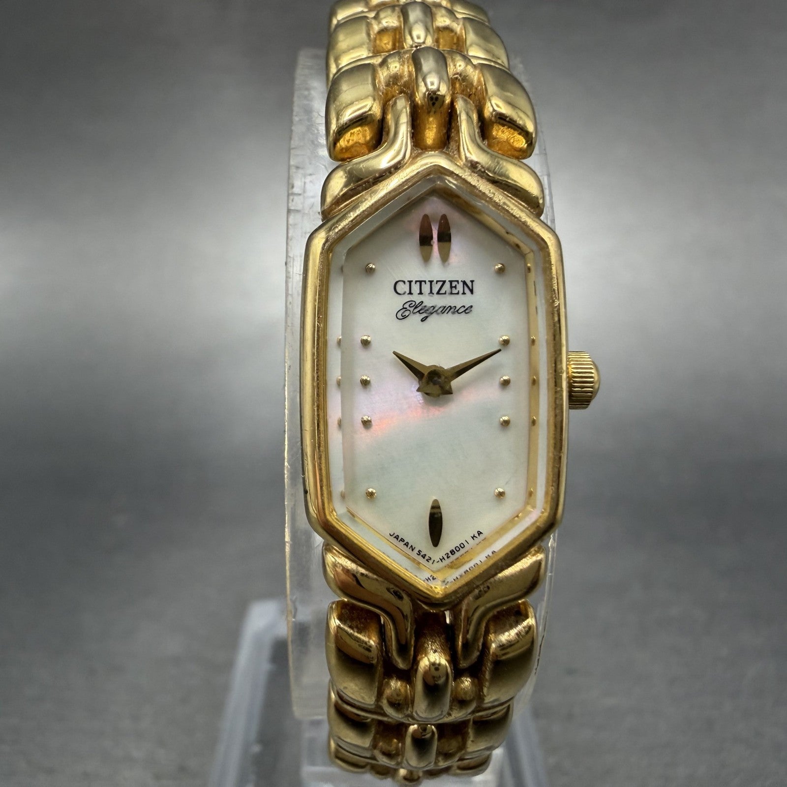 Citizen Watch Women 13mm MOP Dial Gold Tone Hexagon 5421-H07537 New Battery ABC0