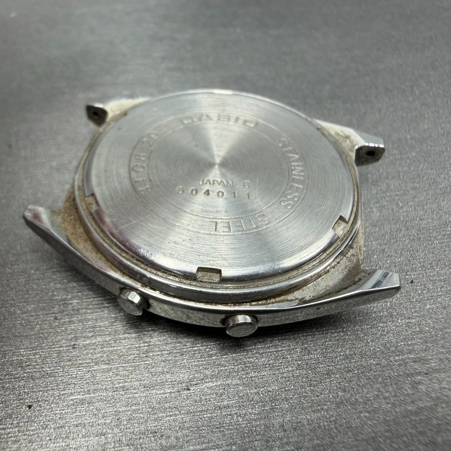 Casio 31QR29 Watch Men 34mm Digital Silver Tone Daydate Round New battery VTG12