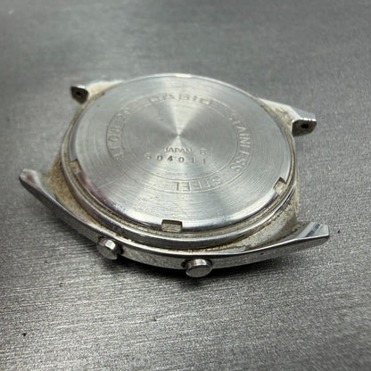 Casio 31QR29 Watch Men 34mm Digital Silver Tone Daydate Round New battery VTG12
