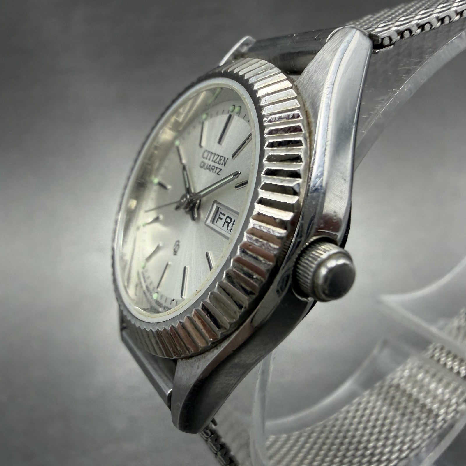 Citizen CQ Watch Women 26mm Silver Dial Silver Tone Daydate 6000-R07299 New Batt2