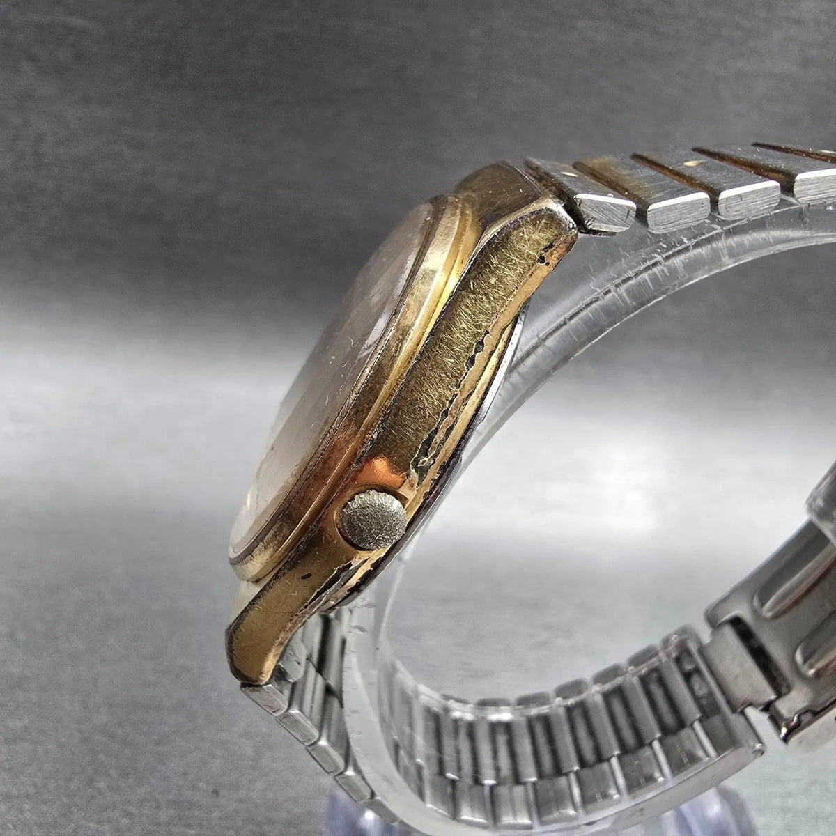 Seiko SQ Watch Men 33mm Gold Dial Gold Daydate Round 6923-7099 New Battery VTG2