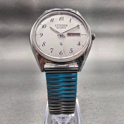 Citizen CQ Watch Men 36mm Silver Dial Silver Tone Daydate 1100-S63804 New Batt5