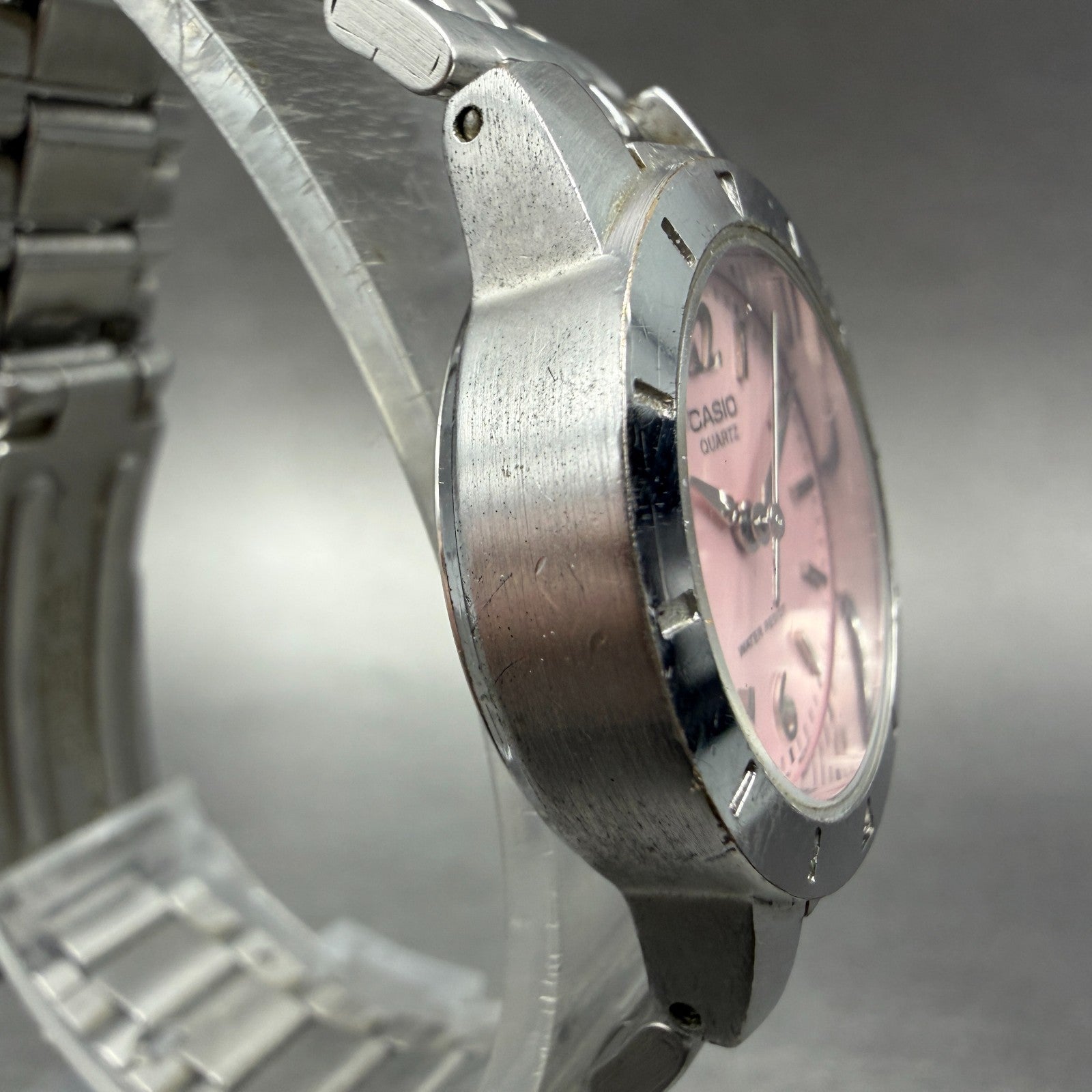 Casio Watch Women 24mm Pink Dial Silver Tone Round LTP-1177 New Battery 6583