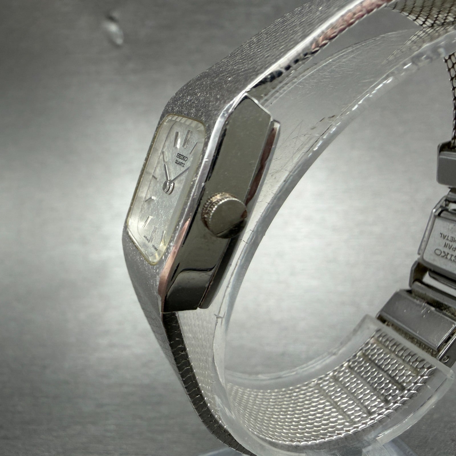 Seiko Tank Watch Women 16mm Silver Dial Silver Tone Rectangle 16-3269 New BattAB2