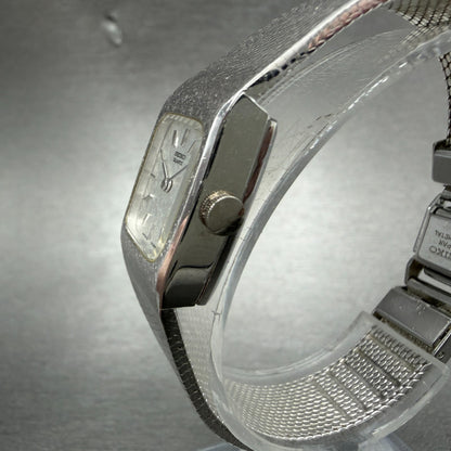 Seiko Tank Watch Women 16mm Silver Dial Silver Tone Rectangle 16-3269 New BattAB2