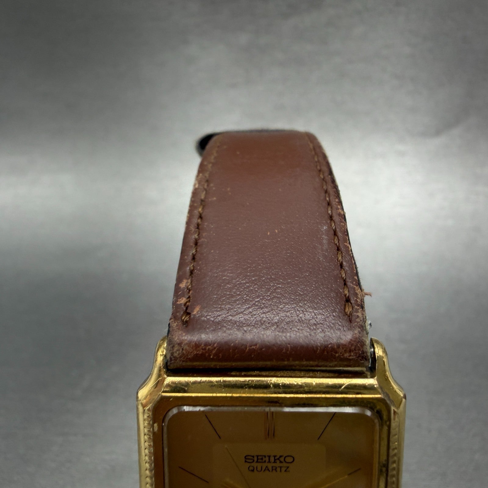 Seiko Tank Watch Men 27mm Champagne Dial Gold Tone 9521-5040 New Battery Vintage4