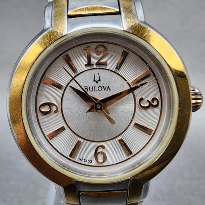 Bulova Watch Women 26mm Silver Dial Two Tone Round  98L153 New Battery1