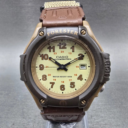 Casio FT-500 Watch Men 42mm Analog Digital Cream Dial Brown Case New Battery SRT0